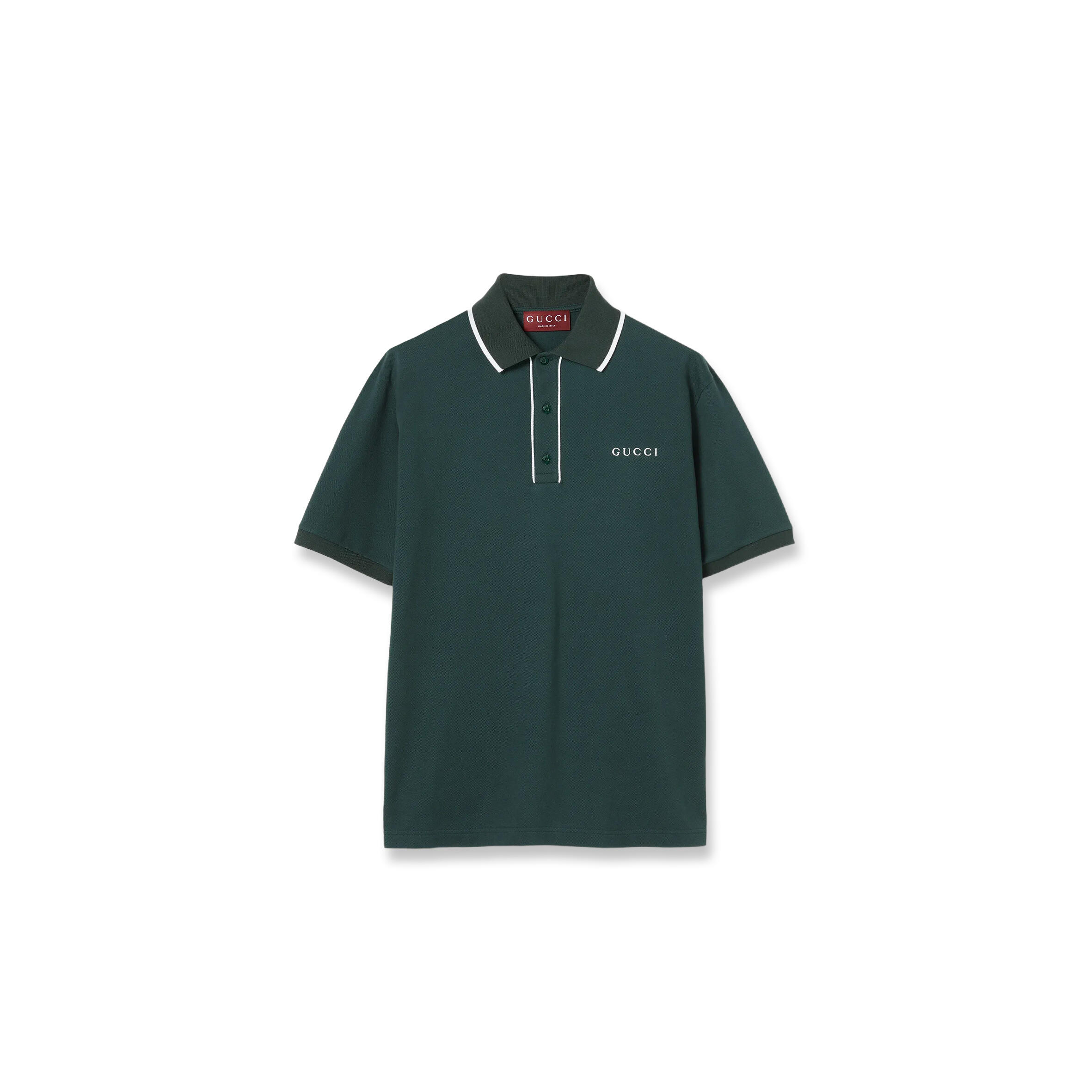 GUCCI COTTON PIQUET POLO SHIRT WITH EMBROIDERY